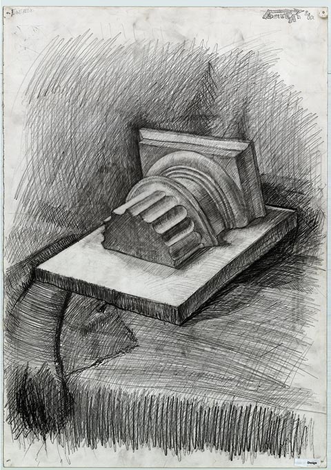 Kapitell. Alexander Babel, 4. Klasse, 2000/2001, Bleistift, 62 × 43 cm. Entstanden im Zeichenunterricht der Kinderkunstschule in Nowomoskowsk (Russland).