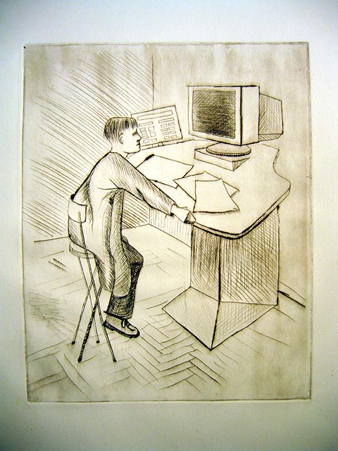 Autorenarbeit von Alexander Babel. Druckgrafik. Schule IMAGO, 2004, 27x22 cm. Gravur.