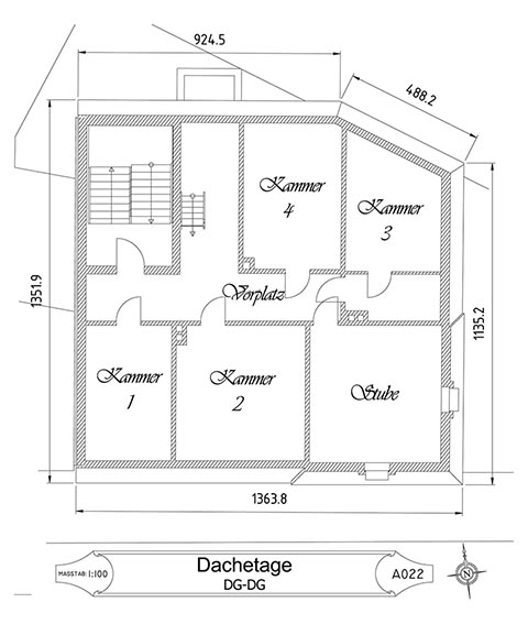 План крышного этажа дома Дителя, Грайц.