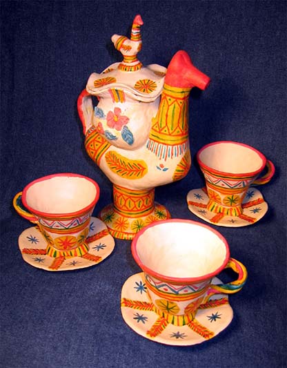 Folk art, Filimonovo toy, Tea-set