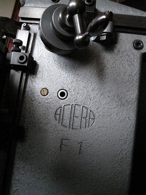 Aciera F1 milling machine, logo.