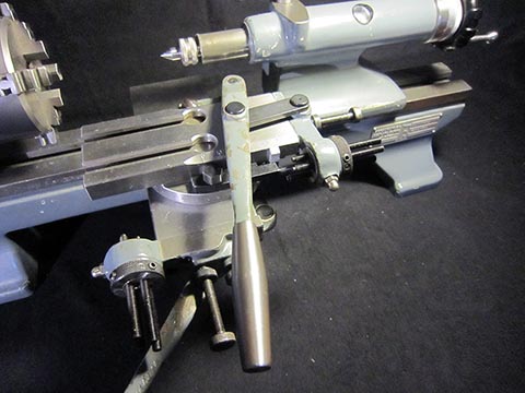 Drehmaschine Schaublin 70, Kreuzsupport mit Hebelvorschub.