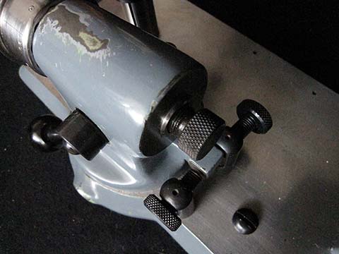 Prata Typ 11 pinion leaf polishing machine. Spindle adjustment bolt with carbide supports.